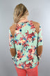 Mint Floral Long Sleeve Top