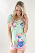 Tropical Criss Cross Floral Top ~ Mint