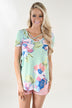 Tropical Criss Cross Floral Top ~ Mint