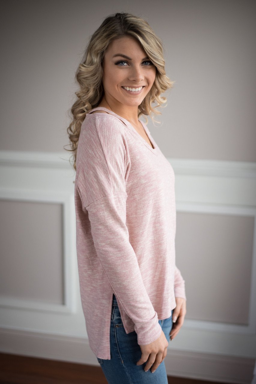 Show a Little Shoulder Top ~ Pink