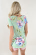 Tropical Criss Cross Floral Top ~ Mint