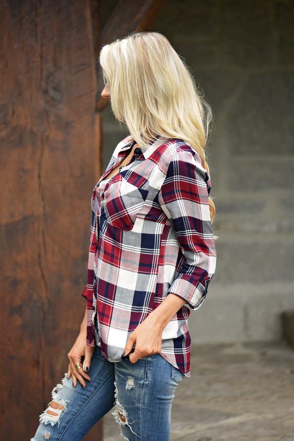 Traditional Red & Blue Flannel Top