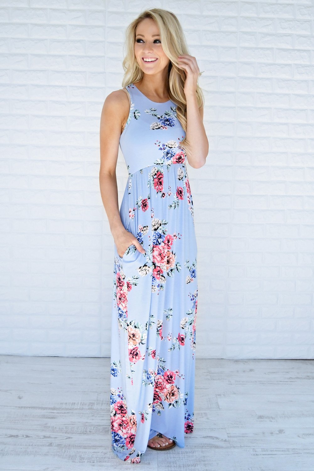 Clouds of Floral Maxi Dress ~ Blue