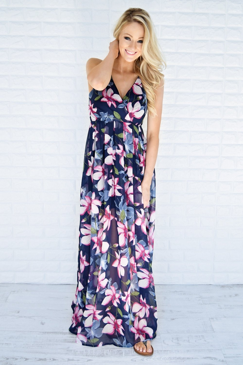 summertime maxi dresses Women's Summertime Sadness A-line Puffy Sleeved Cotton Maxi Dress XS/S/M/L/XL/Customize Vanilla/Pink Floral MEAN BLVD, XS / Vanilla/Pink / Floral
