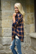 Traditional Mustard & Navy Plaid Top