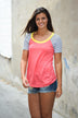 Collar Full of Color Striped Top ~ Coral