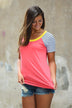 Collar Full of Color Striped Top ~ Coral