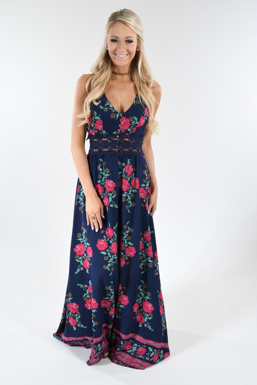 Out of the Blue Floral Maxi Dress – The Pulse Boutique