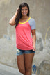Collar Full of Color Striped Top ~ Coral