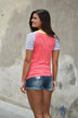 Collar Full of Color Striped Top ~ Coral