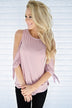 Just My Type Cold Shoulder Top ~ Mauve