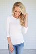 3/4 Sleeve Seamless Top -White