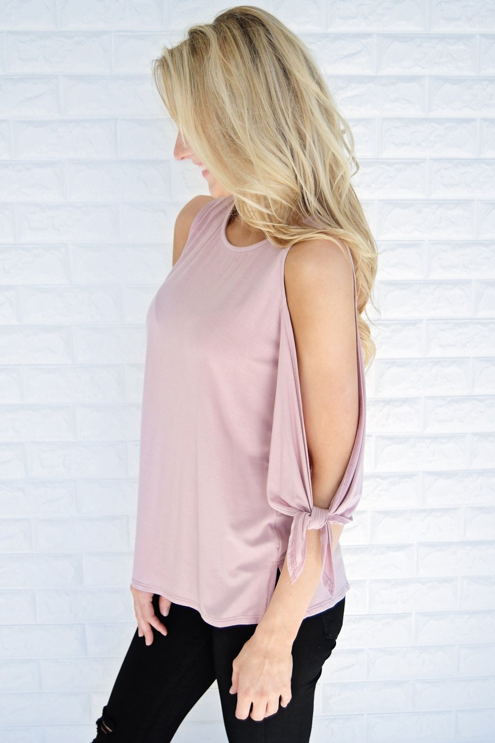 Just My Type Cold Shoulder Top ~ Mauve
