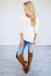 3/4 Sleeve Seamless Top -White
