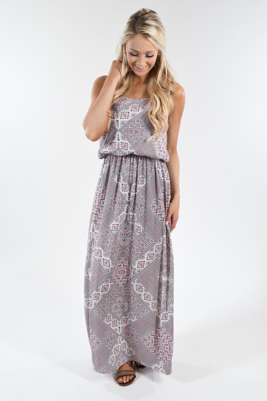 Hello There ~ Ethnic Print Maxi Dress
