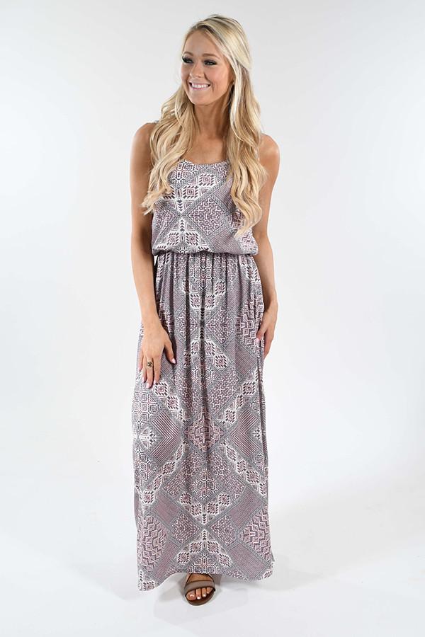 Hello There ~ Ethnic Print Maxi Dress
