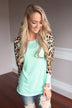 Mint Leopard Top
