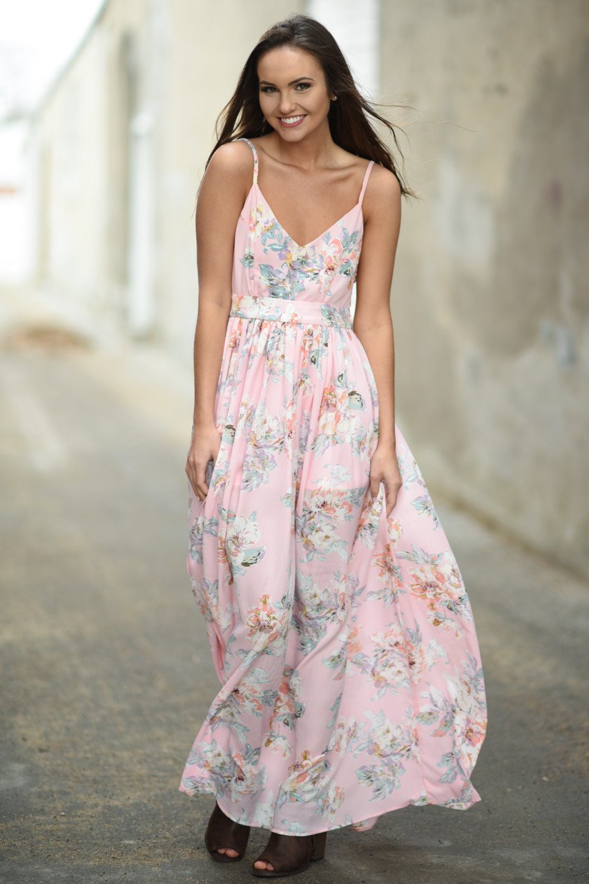 Feeling Pink ~ Floral Maxi Dress