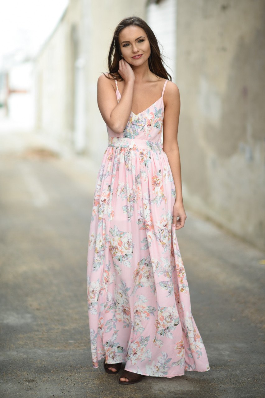 Feeling Pink ~ Floral Maxi Dress