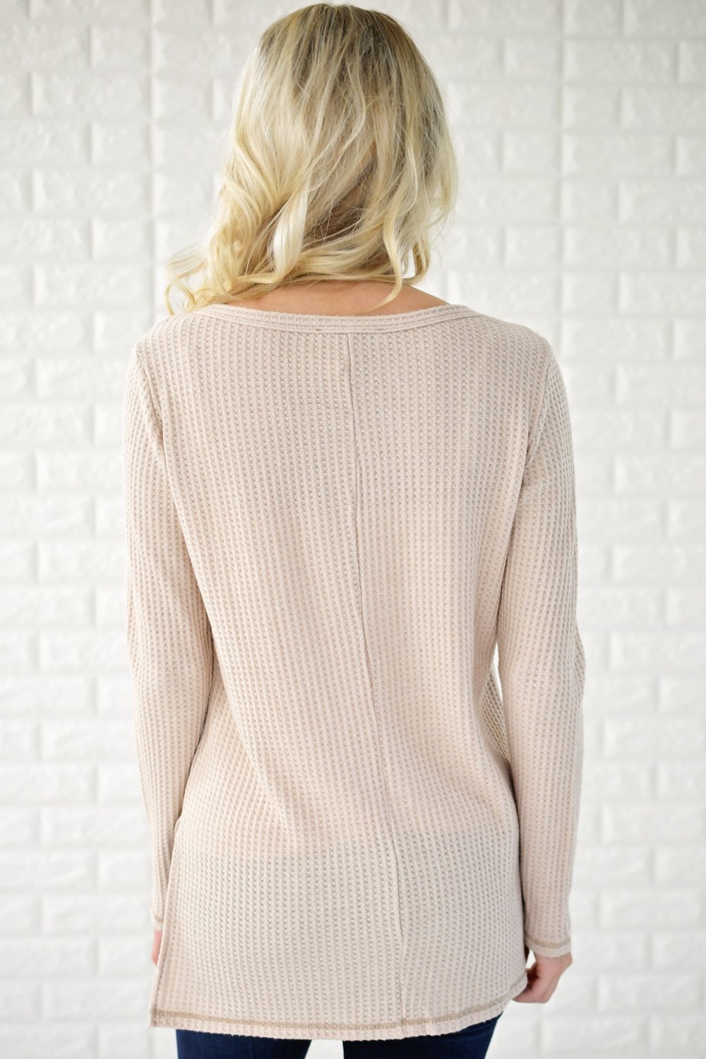 Beige Knit Thermal Top