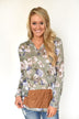 Floral Hoodie Top ~ Light Olive