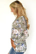 Floral Hoodie Top ~ Light Olive
