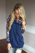 Navy Cowl Neck Top