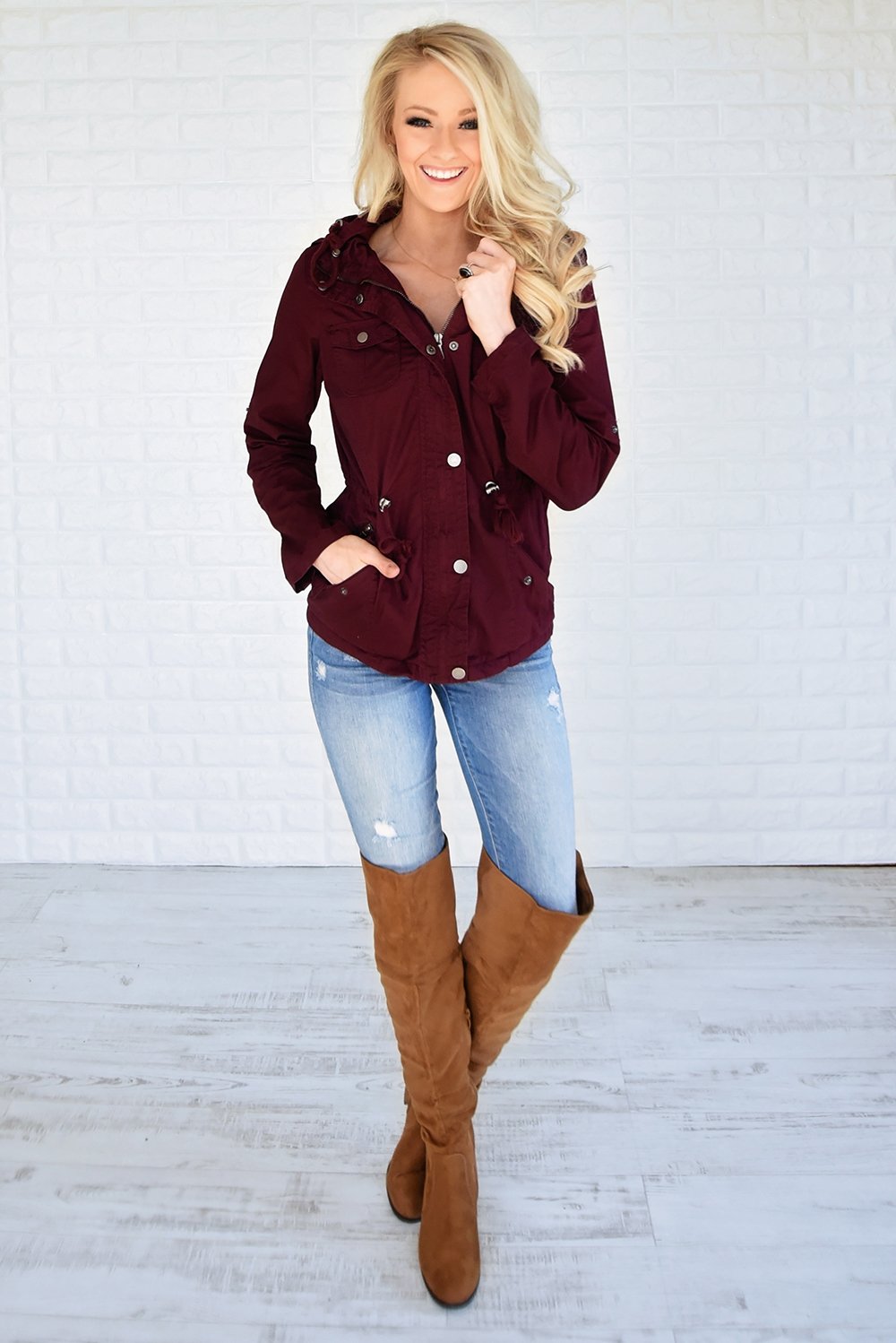 Crisp Leaves & Cool Breeze Fall Jacket ~ Burgundy
