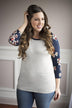 3/4 Sleeve Navy Floral Top