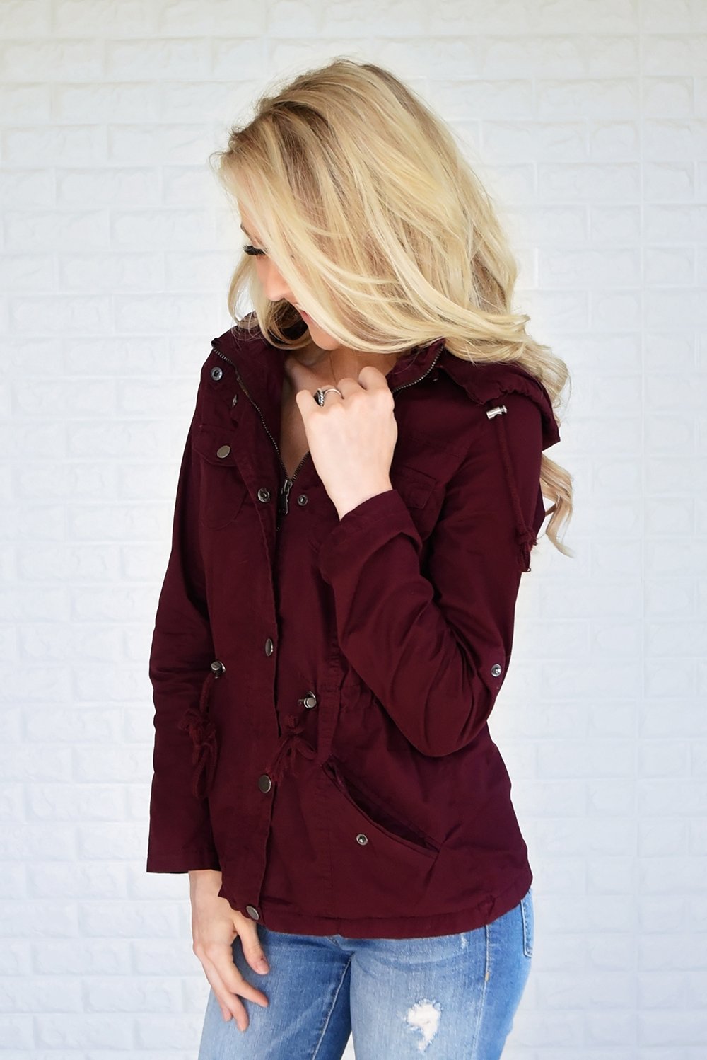 Crisp Leaves & Cool Breeze Fall Jacket ~ Burgundy