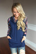 Navy Cowl Neck Top