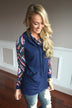 Navy Cowl Neck Top