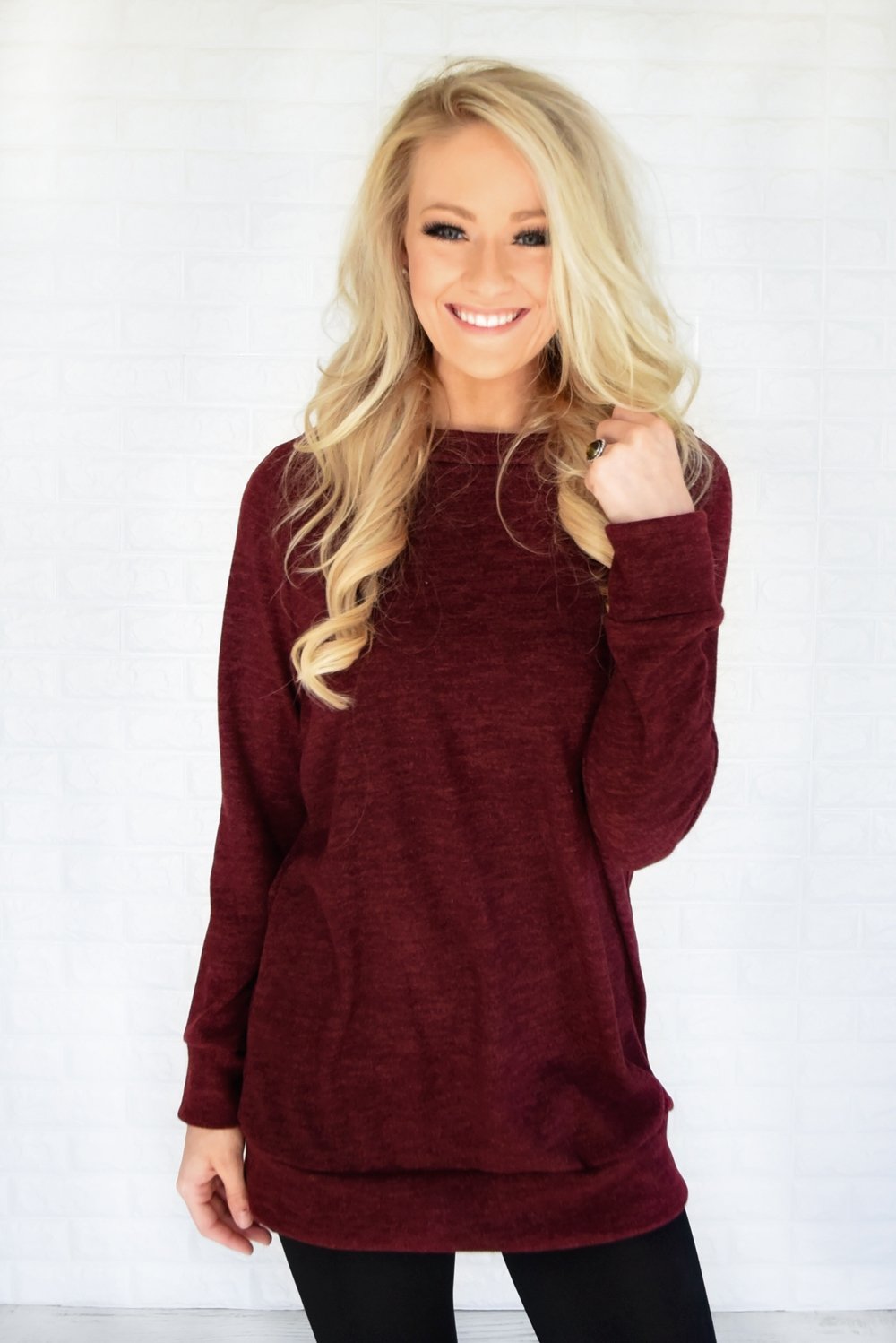 Forever Cozy Tunic Top ~ Burgundy