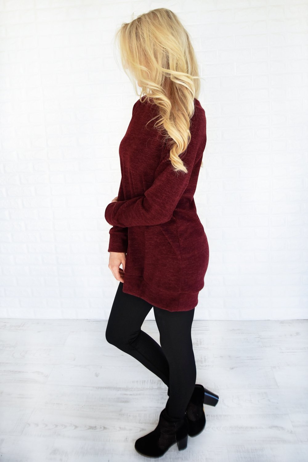Forever Cozy Tunic Top ~ Burgundy