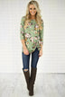 3/4 Sleeve Mint Floral Knot Top