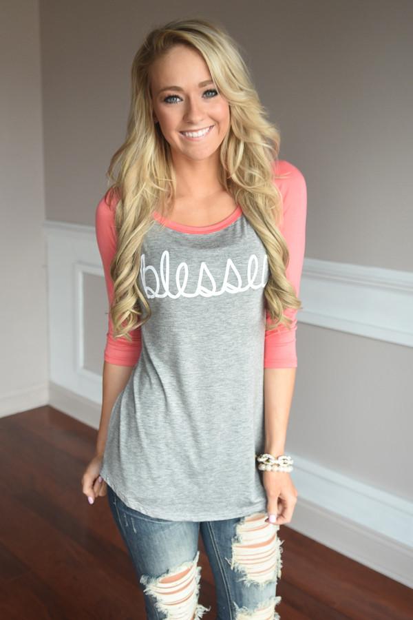 Blessed Tee ~ Coral