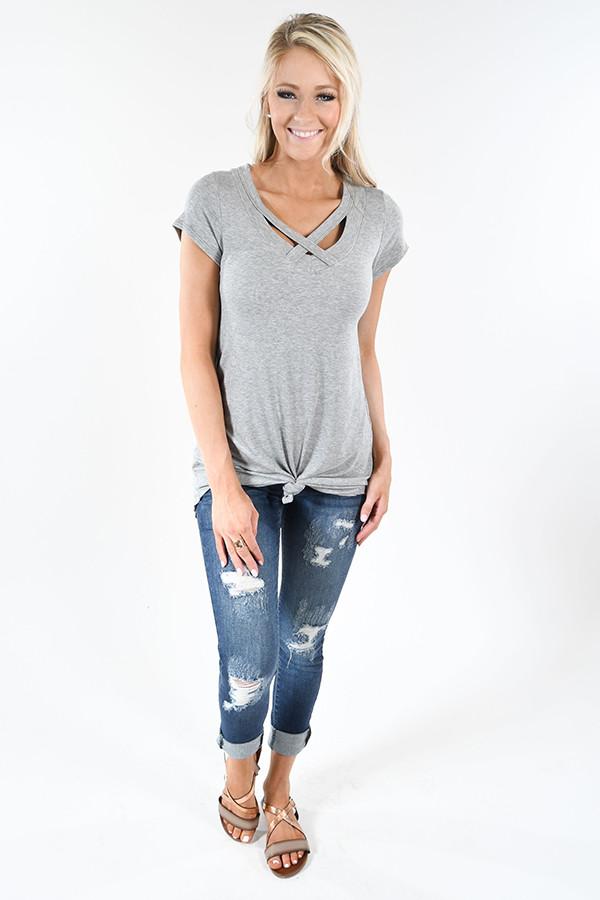 The Promise Criss Cross Top ~ Heather Grey