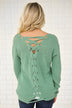 Mint Knit Back Lace Sweater