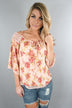 Can't Fool Me Off The Shoulder Floral Top Peach