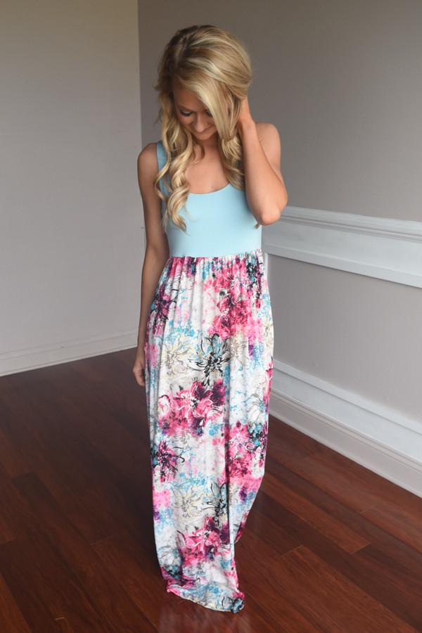 Splash into Summer Maxi Dress~ Blue