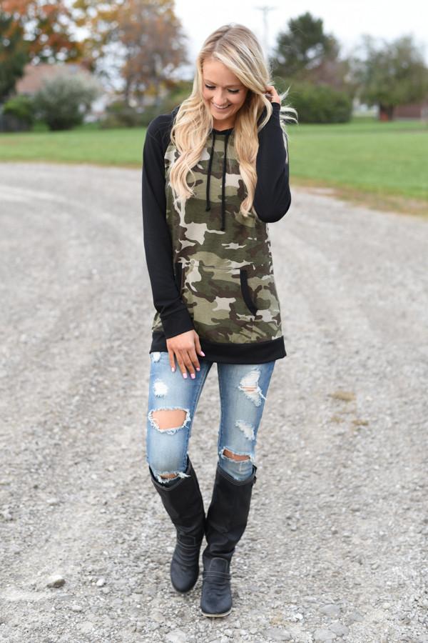 Camo Hoodie - Black