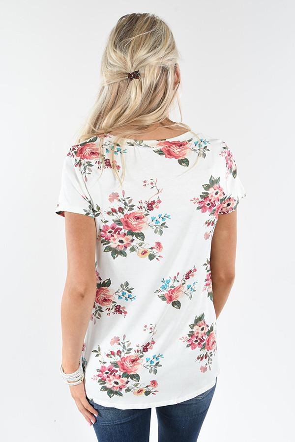 Summertime Floral Top ~ Ivory