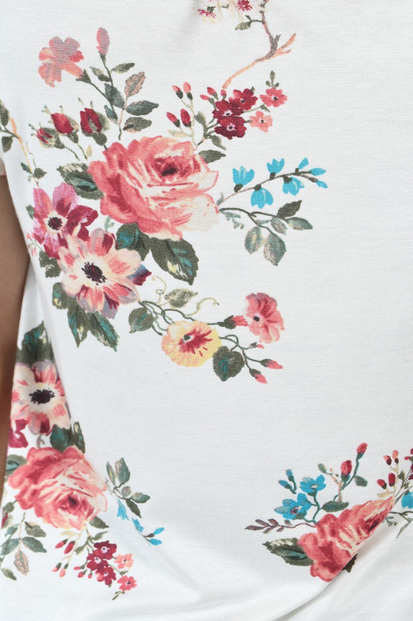 Summertime Floral Top ~ Ivory