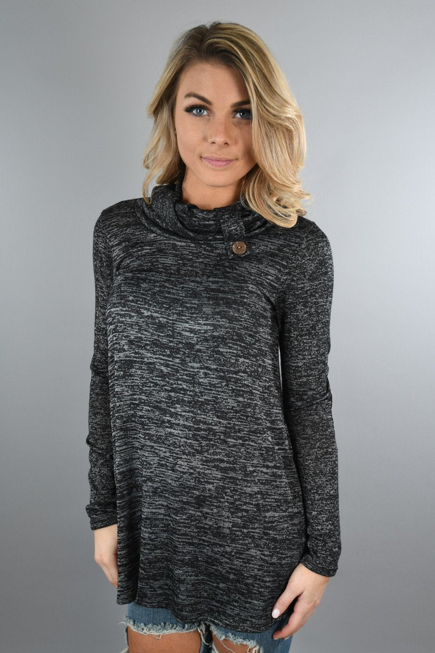 Speckled Charcoal Top w/Sequin Elbow Patches