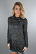 Speckled Charcoal Top w/Sequin Elbow Patches