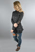 Speckled Charcoal Top w/Sequin Elbow Patches