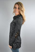 Speckled Charcoal Top w/Sequin Elbow Patches
