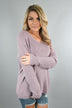 Back Lace Up Sweater ~ Lavender