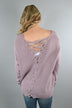 Back Lace Up Sweater ~ Lavender