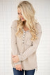 Beige Elbow Patch Thermal Top